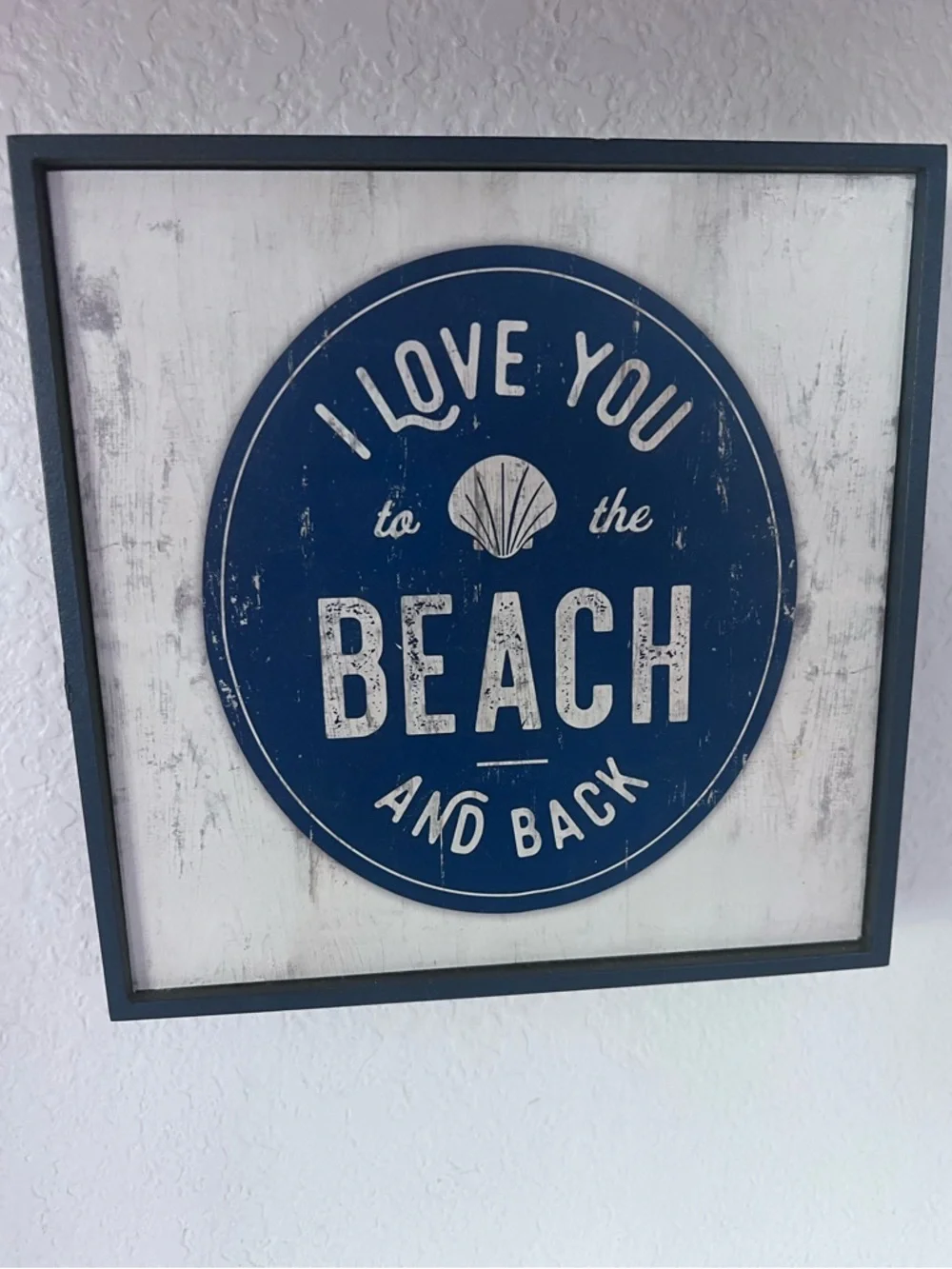 'I Love You to the Beach and Back' Nautical Coastal Wall Art Navy and White